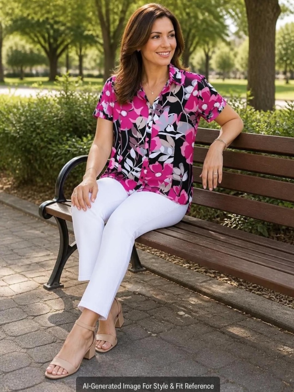 Sarah Bentley Pink Floral Short Sleeve Blouse